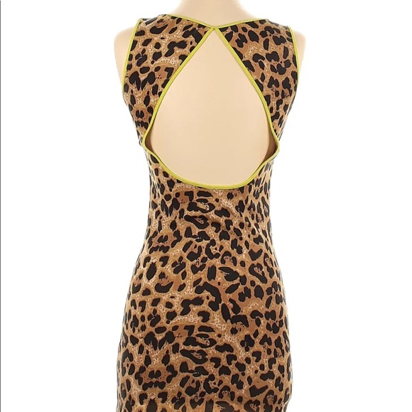 Nasty Gal X MINKPINK Women Lime Green Casual Dress Sz Small Leopard Cheetah - Picture 2 of 10